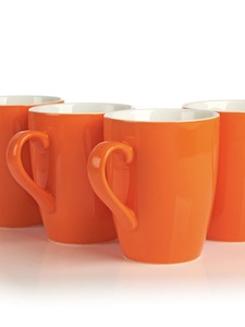 New Teaware - Adagio Wholesale Porcelain mug set of four in citrusy orange.